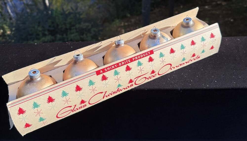 Vintage 1950’s Shiny Brite Gold Mercury Glass Christmas Ornaments MCM